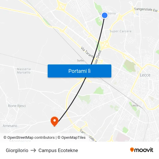 Giorgilorio to Campus Ecotekne map