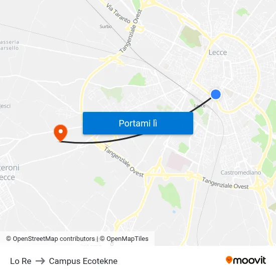 Lo Re to Campus Ecotekne map