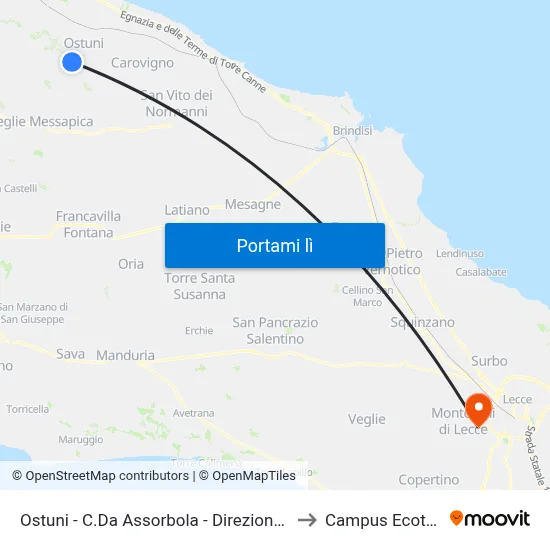 Ostuni - C.Da Lamacoppa Piccola - Direzione Ostuni to Campus Ecotekne map