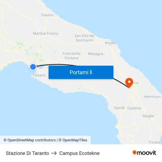 Stazione Di Taranto to Campus Ecotekne map