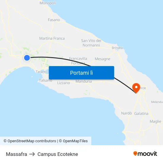 Massafra to Campus Ecotekne map