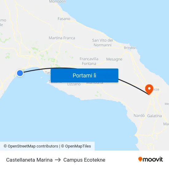 Castellaneta Marina to Campus Ecotekne map