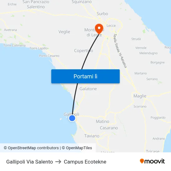 Gallipoli Via Salento to Campus Ecotekne map