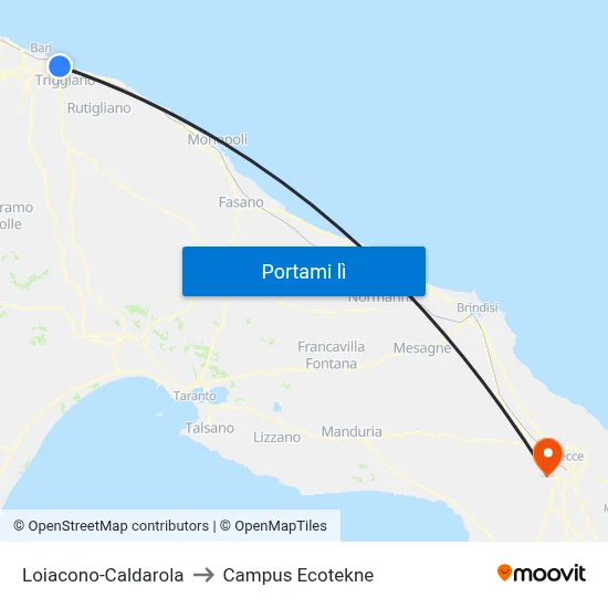 Loiacono-Caldarola to Campus Ecotekne map
