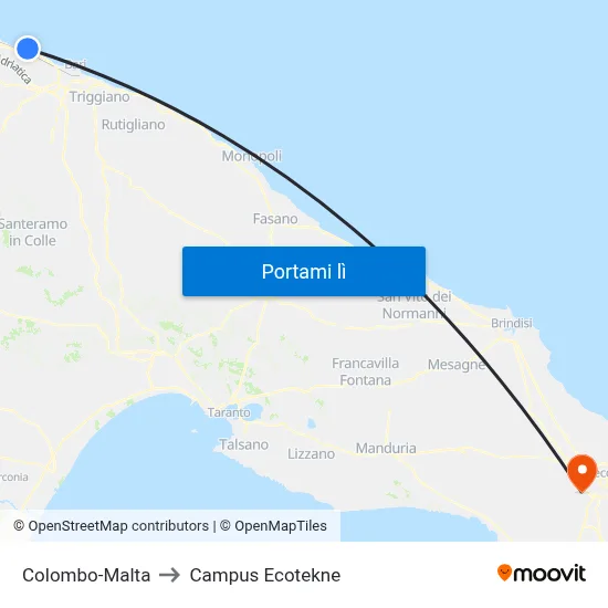 Colombo-Malta to Campus Ecotekne map