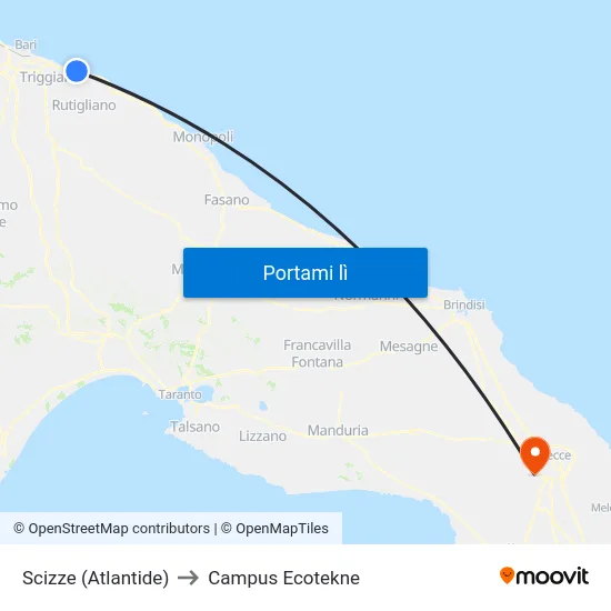 Scizze (Atlantide) to Campus Ecotekne map