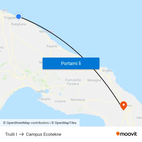 Trulli I to Campus Ecotekne map