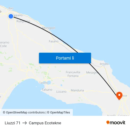 Liuzzi 71 to Campus Ecotekne map