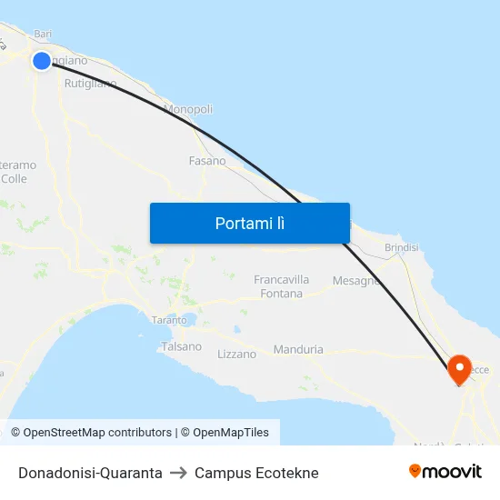 Donadonisi-Quaranta to Campus Ecotekne map