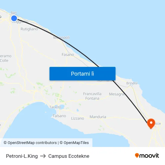 Petroni-L.King to Campus Ecotekne map