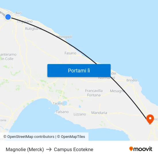 Magnolie (Merck) to Campus Ecotekne map