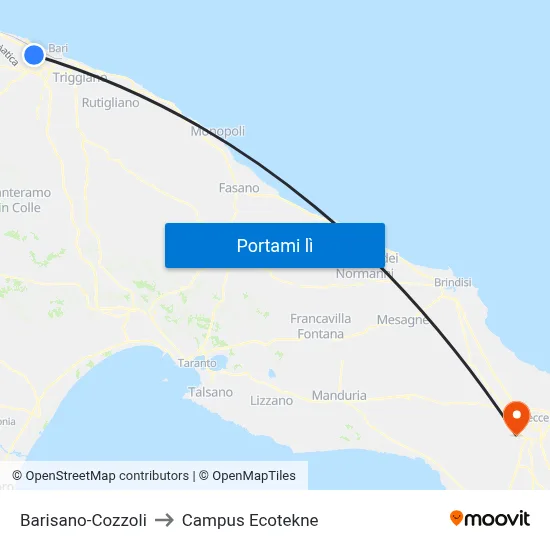 Barisano-Cozzoli to Campus Ecotekne map