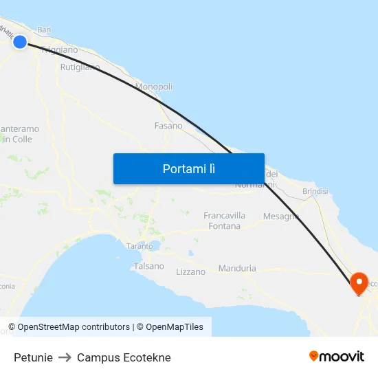 Petunie to Campus Ecotekne map