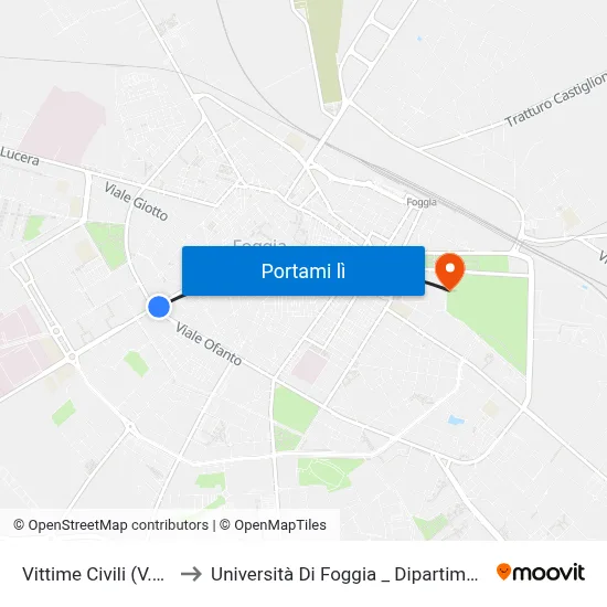 Vittime Civili (V.Le Ofanto) to Università Di Foggia _ Dipartimento Di Economia map
