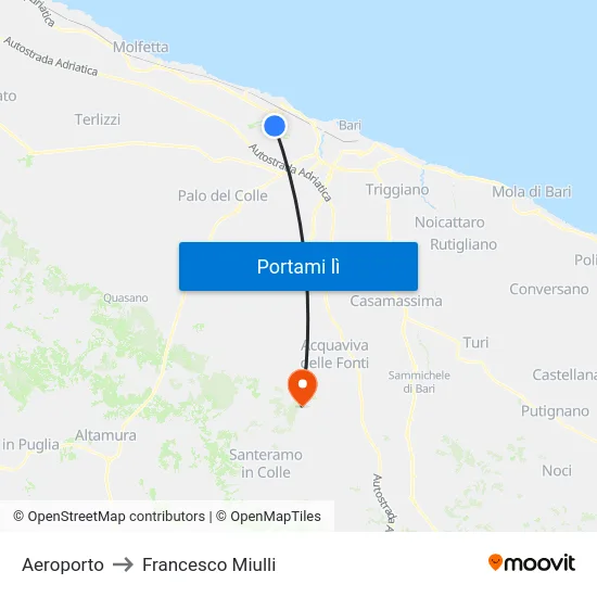 Aeroporto to Francesco Miulli map