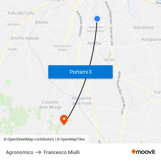 Agronomico to Francesco Miulli map