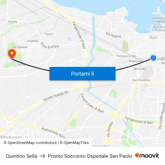 Quintino Sella to Pronto Soccorso Ospedale San Paolo map