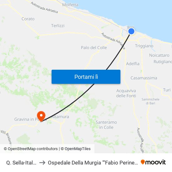 Q. Sella-Italia to Ospedale Della Murgia ""Fabio Perinei"" map