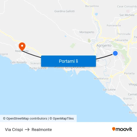 Via Crispi to Realmonte map