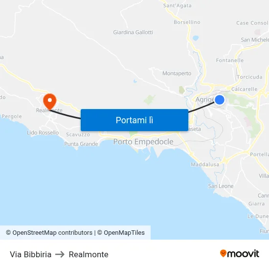 Via Bibbiria to Realmonte map