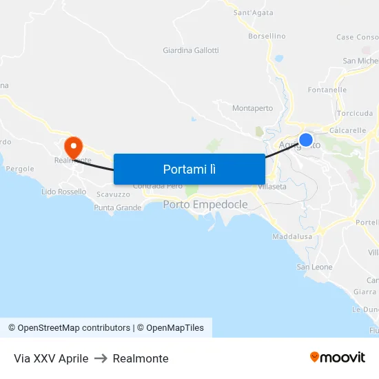 Via XXV Aprile to Realmonte map