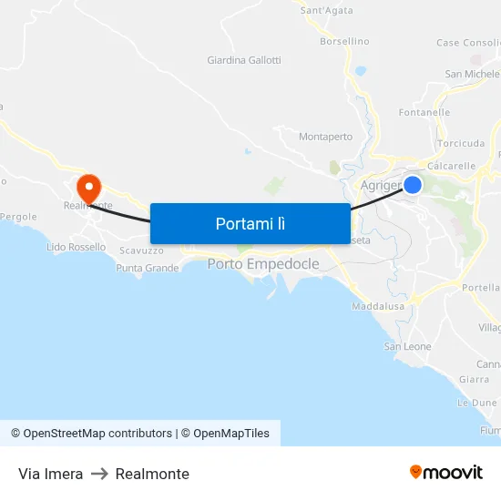Via Imera to Realmonte map