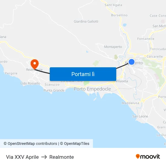 Via XXV Aprile to Realmonte map