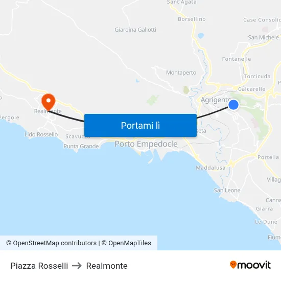 Piazza Rosselli to Realmonte map