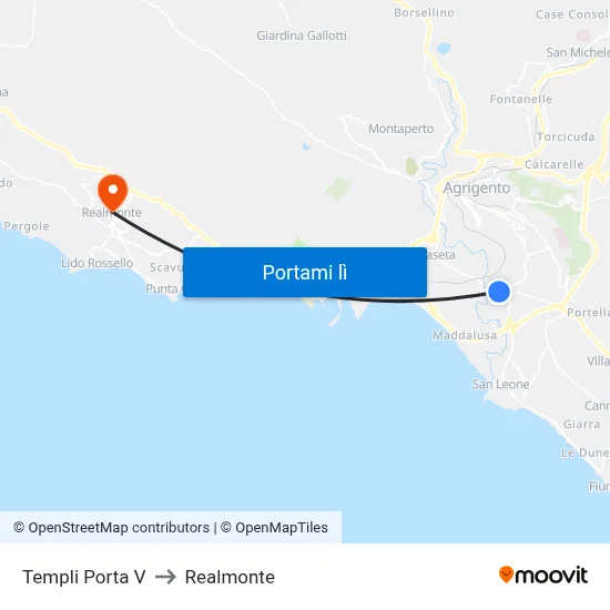 Templi Porta V to Realmonte map
