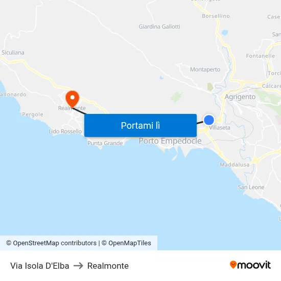 Via Isola D'Elba to Realmonte map