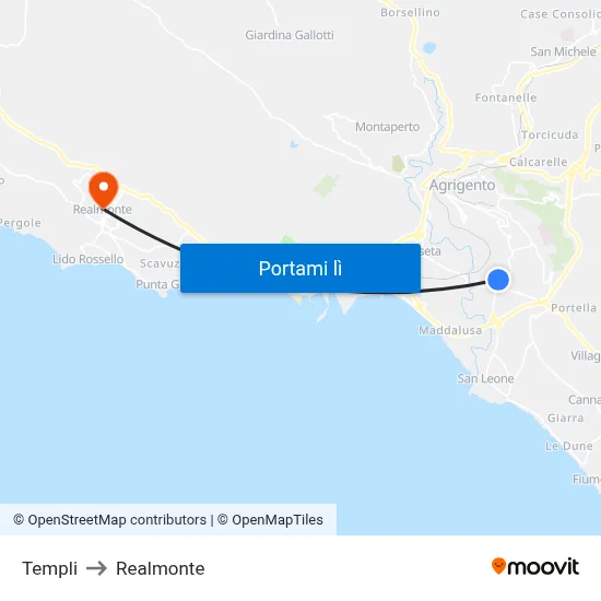 Templi to Realmonte map