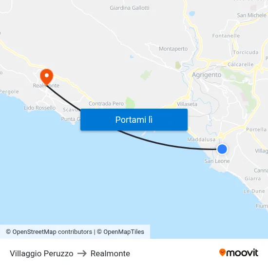 Villaggio Peruzzo to Realmonte map