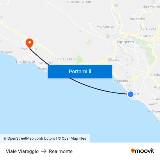 Viale Viareggio to Realmonte map