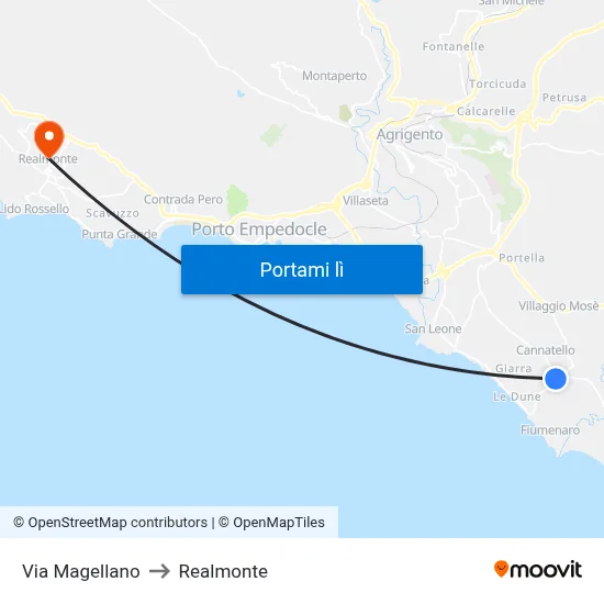 Via Magellano to Realmonte map