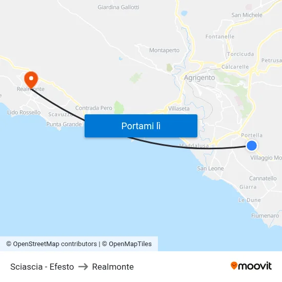 Sciascia - Efesto to Realmonte map
