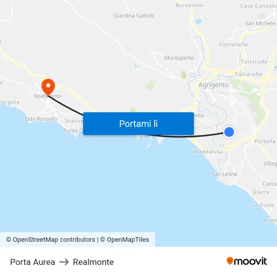 Porta Aurea to Realmonte map
