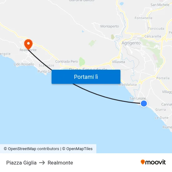 Piazza Giglia to Realmonte map