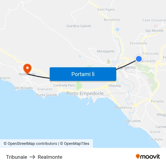 Tribunale to Realmonte map