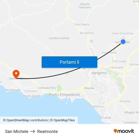 San Michele to Realmonte map