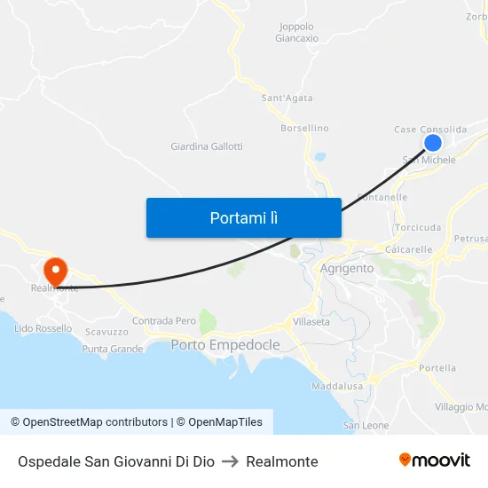 Ospedale San Giovanni Di Dio to Realmonte map