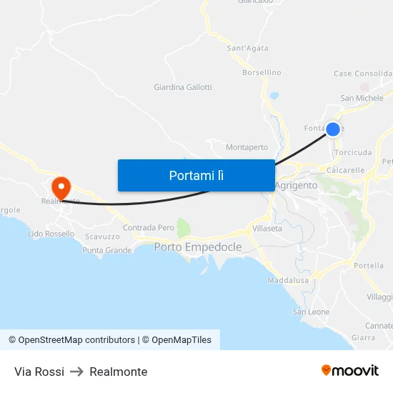 Via Rossi to Realmonte map