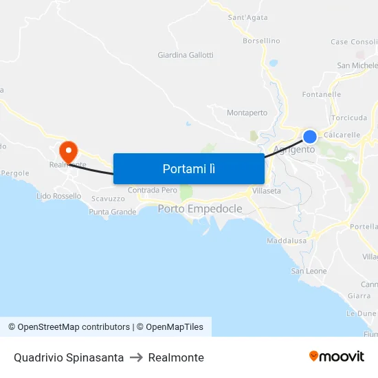 Quadrivio Spinasanta to Realmonte map