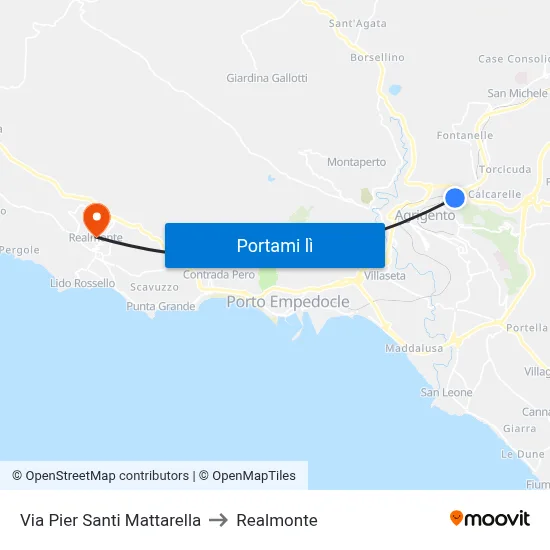 Via Pier Santi Mattarella to Realmonte map
