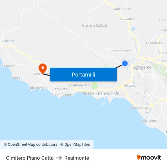 Cimitero Piano Gatta to Realmonte map