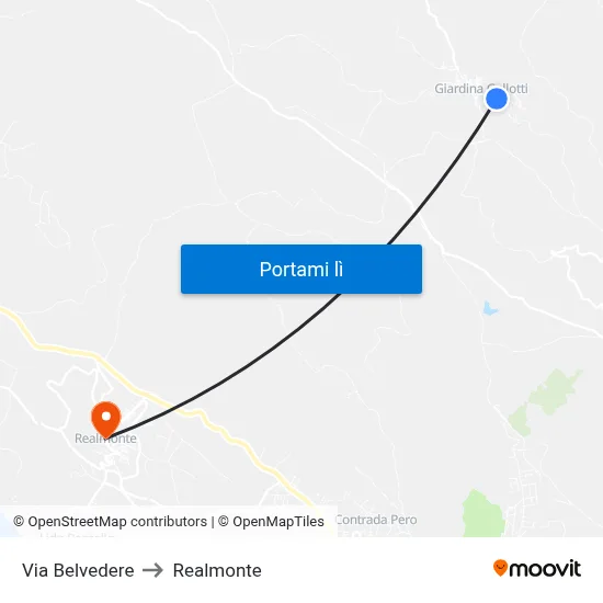 Via Belvedere to Realmonte map