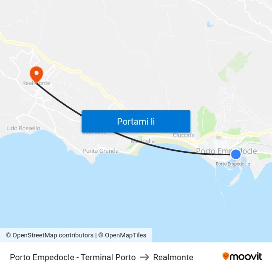 Porto Empedocle - Terminal Porto to Realmonte map