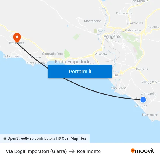 Via Degli Imperatori (Giarra) to Realmonte map