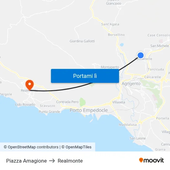 Piazza Amagione to Realmonte map