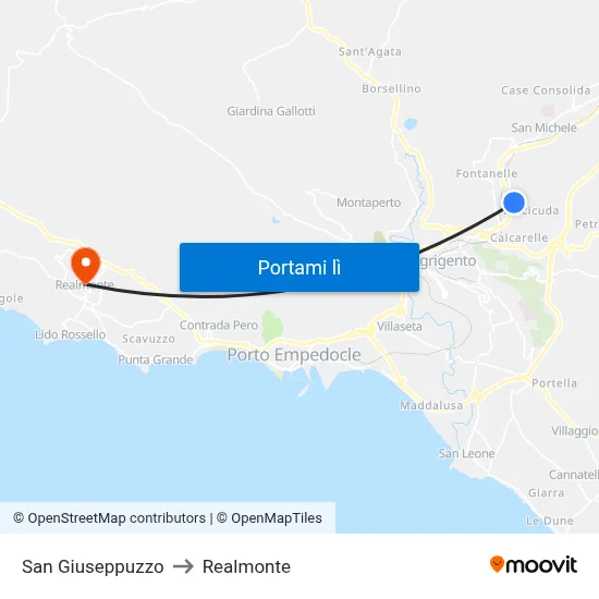 San Giuseppuzzo to Realmonte map