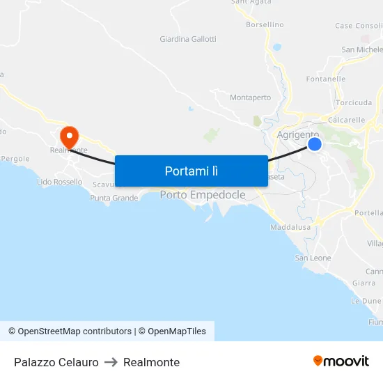 Palazzo Celauro to Realmonte map